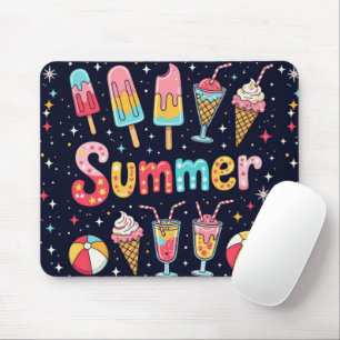 Mousepad Gráficos Divertidos de Verão em Preto