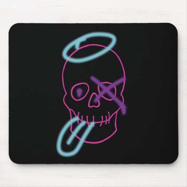 Mousepad Grafite do crânio - Rosa, Roxo, Azul e Preto (Frente)