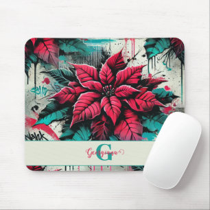 Mousepad Grafite Grungy Poinsettia Floral Personalizado