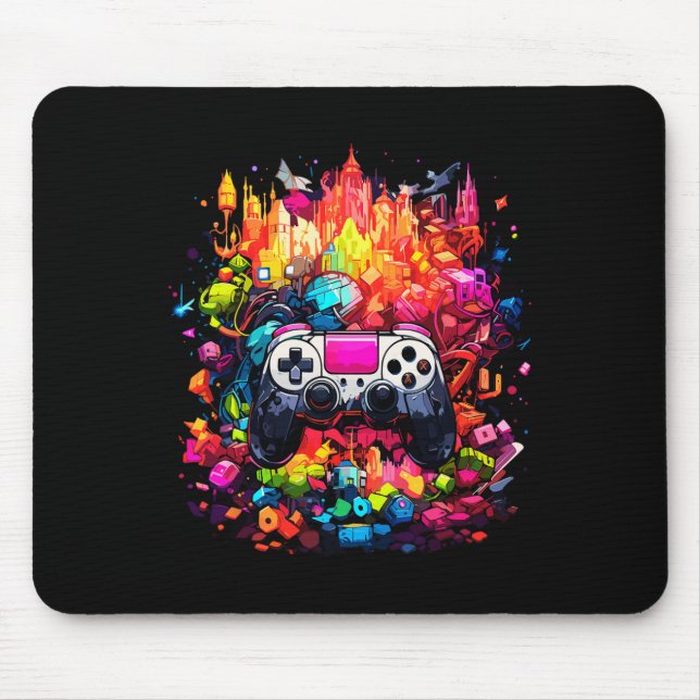 Mousepad Grafite Tie Dye Splash Video Game Controller Game (Frente)