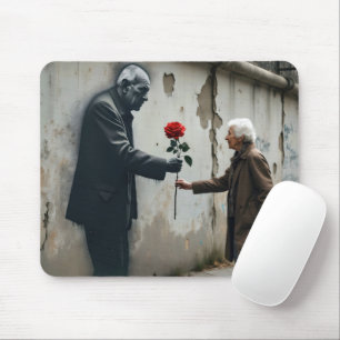 Mousepad Grafite Velho Com Rosa vermelha