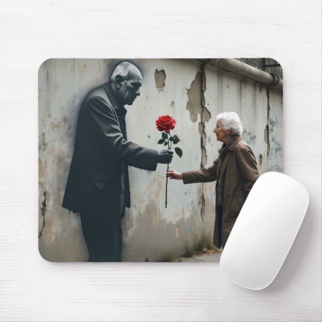 Mousepad Grafite Velho Com Rosa vermelha (Com mouse)
