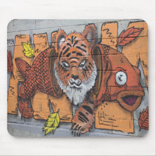 Mousepad Grafites alaranjados estranhos dos peixes do tigre