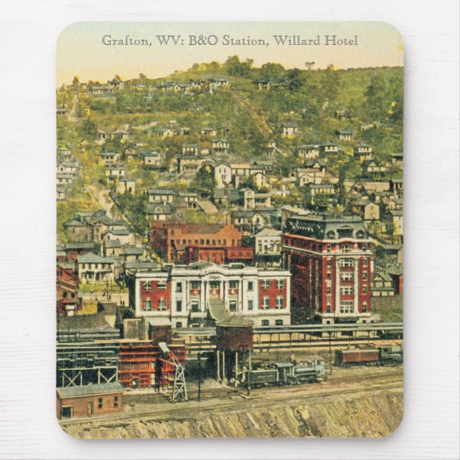 Mousepad Grafton, WV: Estação de B&O, hotel de Willard (Frente)