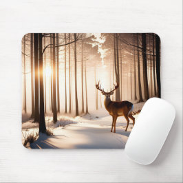 Mousepad Grande Buck Na Floresta De Inverno