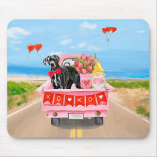 Mousepad Grande Caminhão Dia de os namorados de Cachorro