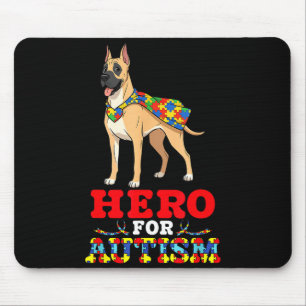 Mousepad Grande Dane Cão Herói Para Conscientização do Auti