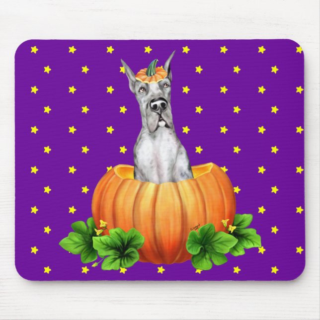 Mousepad Grande Dane Halloween Merle Dane-O-Lantern (Frente)