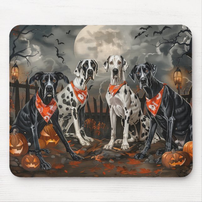 Mousepad Grande Dane Halloween Spooky (Frente)
