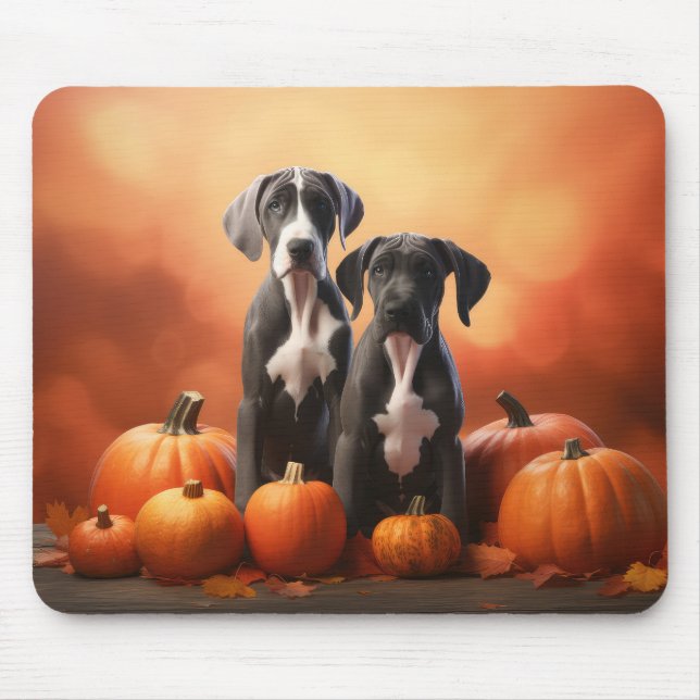 Mousepad Grande Dane Puppy Autumn Delight Pumpkin (Frente)