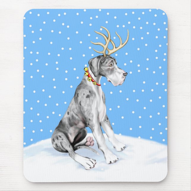 Mousepad Grande Dane Reindeer Natal Merle UC (Frente)