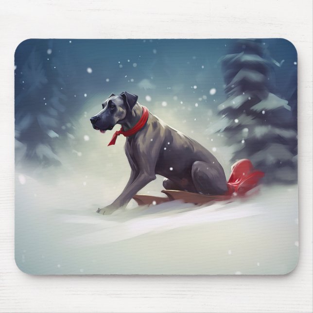 Mousepad Grande Dinamarquês Natal neve inverno (Frente)