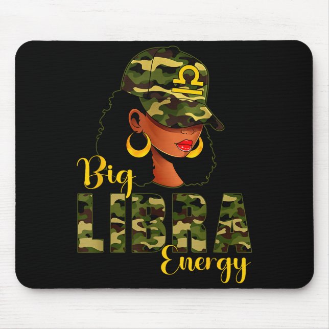 Mousepad Grande Energia de Libra Camuflagem Preta Mulher Bo (Frente)