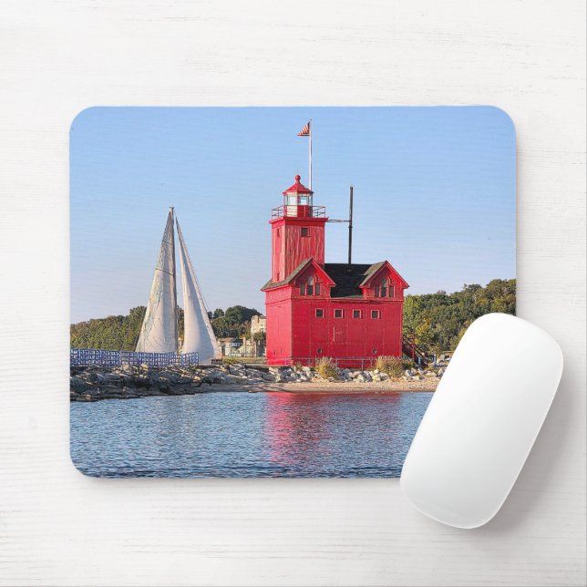 Mousepad Grande Farol Vermelho Com Velero (Com mouse)