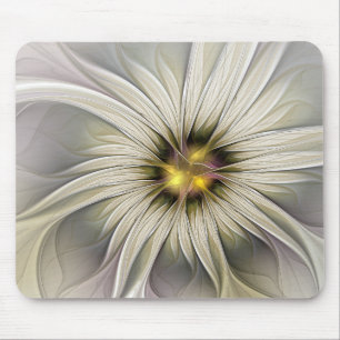 Mousepad Grande Flor de Marfim, Abstrato Moderna Arte Fract