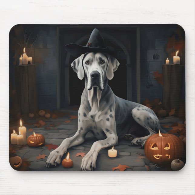 Mousepad Grande Sacudir Dane Pumpkins Halloween assustador (Frente)