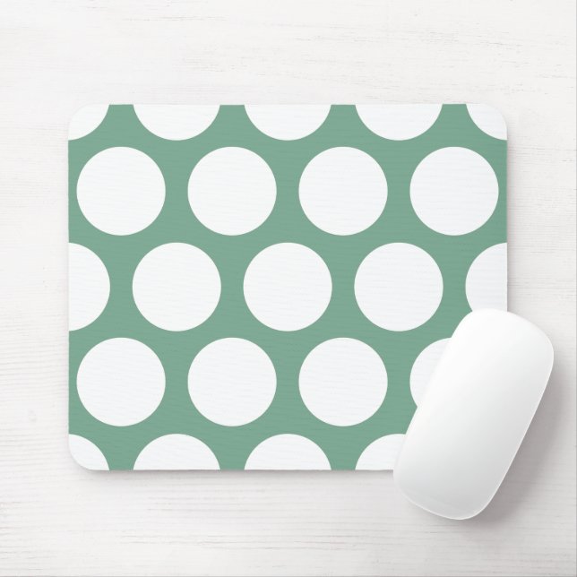 Mousepad Grande teste padrão de bolinhas: Verde de Seafoam (Com mouse)