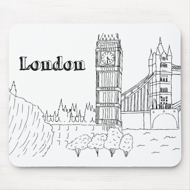 Mousepad Grande Vaga de Ben de Londres Desenhando Vaga Arte (Frente)