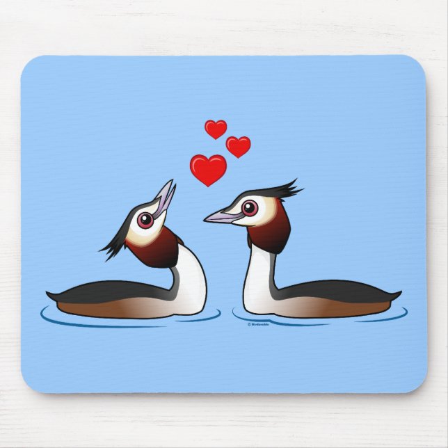 Mousepad Grandes Grebes com crista no amor (Frente)