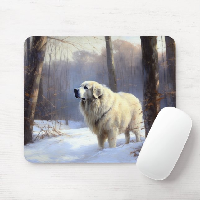 Mousepad Grandes Pirenéus Deixem Nevar Natal  (Com mouse)