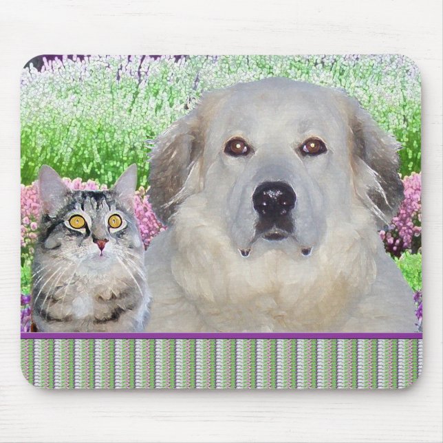 Mousepad Grandes Pyrenees & amigo (Frente)