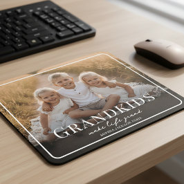 Mousepad Grandkids Make Life Grand White Script Photo