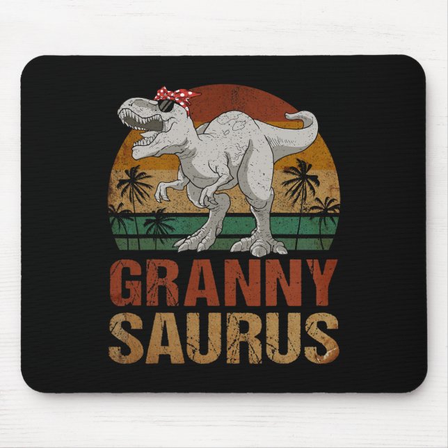 Mousepad Grannysaurus T Rex Dinossaur Avó Saurus Retro Mo (Frente)