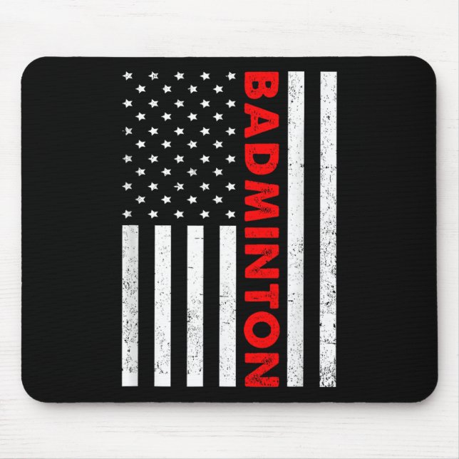 Mousepad Grático da Bandeira dos EUA de Badminton Jogador d (Frente)