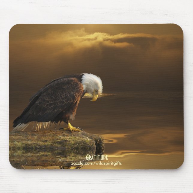Mousepad "Gratidão" Águia Balda e Sol Ouro (Frente)