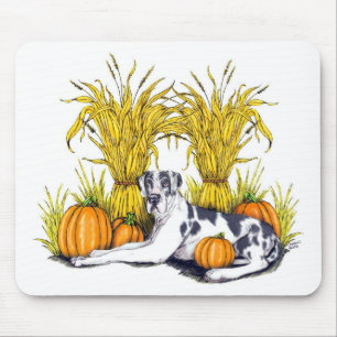 Mousepad Great Dane Harlequin Harvest UC