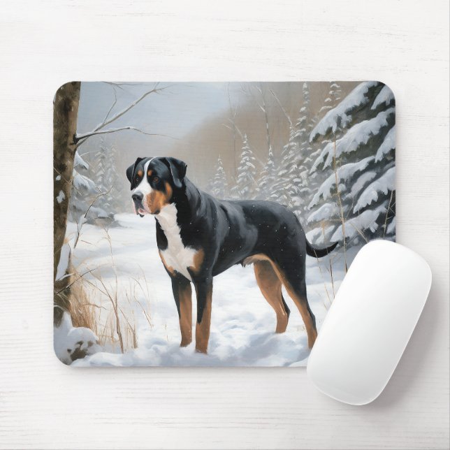 Mousepad Greater Swiss Mountain Deixe Nevar Natal (Com mouse)