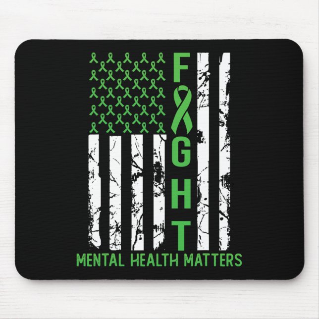 Mousepad Green American Flag Usa Mental Health Problems (Frente)