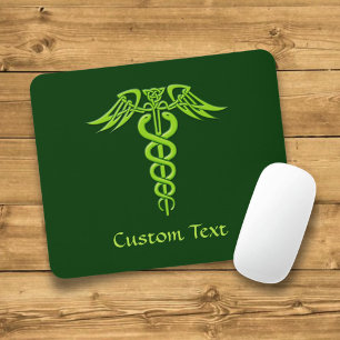 Mousepad Green Celtic Knot Caduceus