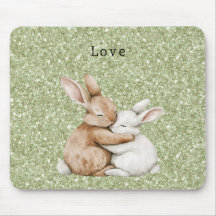 Green Glitter Sweet Brown Cream White Bunny Hugs
