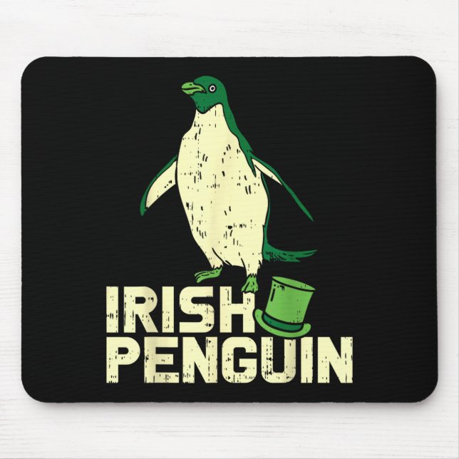 Mousepad Green Irish Penguin Cute St Patricks Day Animal Lo (Frente)