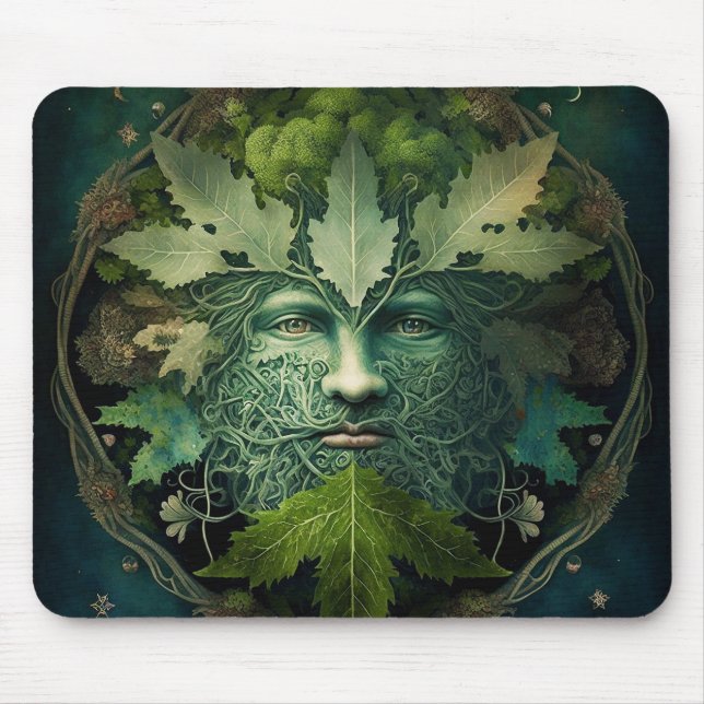 Mousepad Green Man Mandala Fantasy Art (Frente)