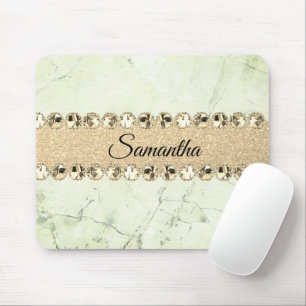 Mousepad Green Marble Diamond Bling