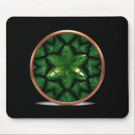 Mousepad Green Pointed Star Fractal With Copper Frame<br><div class="desc">Green Pointed Star Fractal With Copper Frame - Mouse Pad 
Black Background</div>