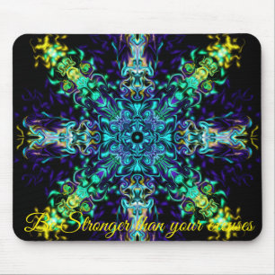 Mousepad Green Teal Psychedelic Bohemian Mandala