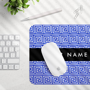 Mousepad Grego Meander Key Blue, Seu Nome, Personalize