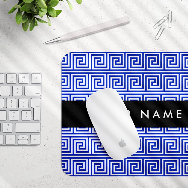 Mousepad Grego Meander Key Blue, Seu Nome, Personalize (Criador carregado)