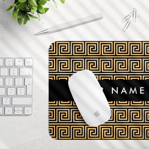 Mousepad Grego Meander Key Brown, Seu Nome Personalizar