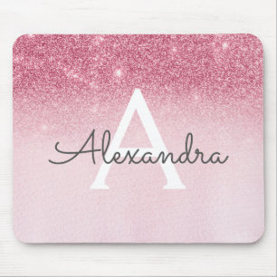 Mousepad Grelha Brilhante Rosa Minúscula Monograma