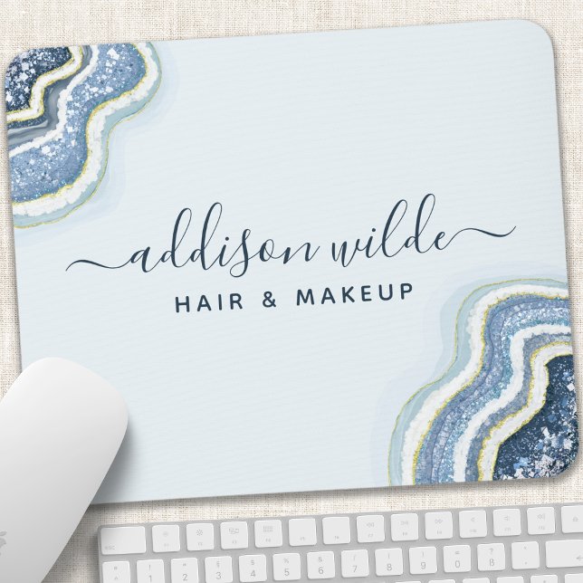 Mousepad Grelha de Glitter Azul Luxo (Criador carregado)