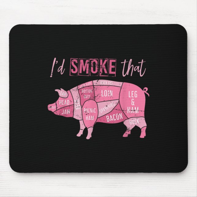 Mousepad Grelha de porco fumada Bacon Sobrecarga Engraçado  (Frente)