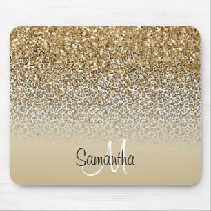 Mousepad Grelha Menina Grelha Dourada Leopard Imprime Glitt