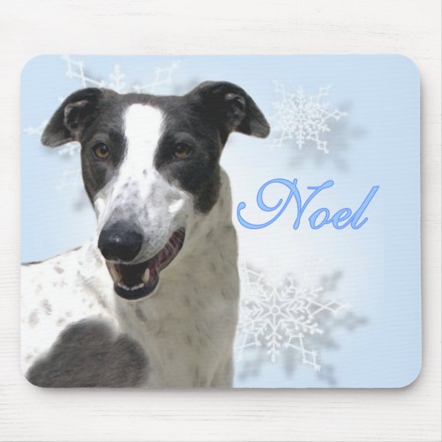 Mousepad Greyhound Black & White Noel2 (Frente)