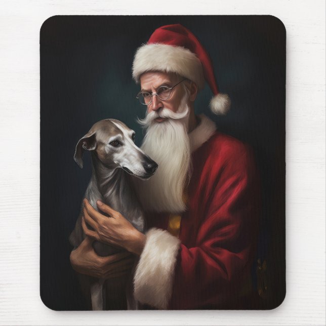 Mousepad Greyhound com Papai Noel Natal Festivo (Frente)