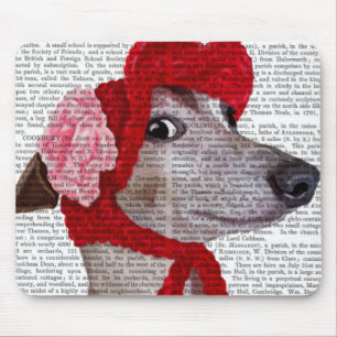 Mousepad Greyhound com Red Wooly Hat 2