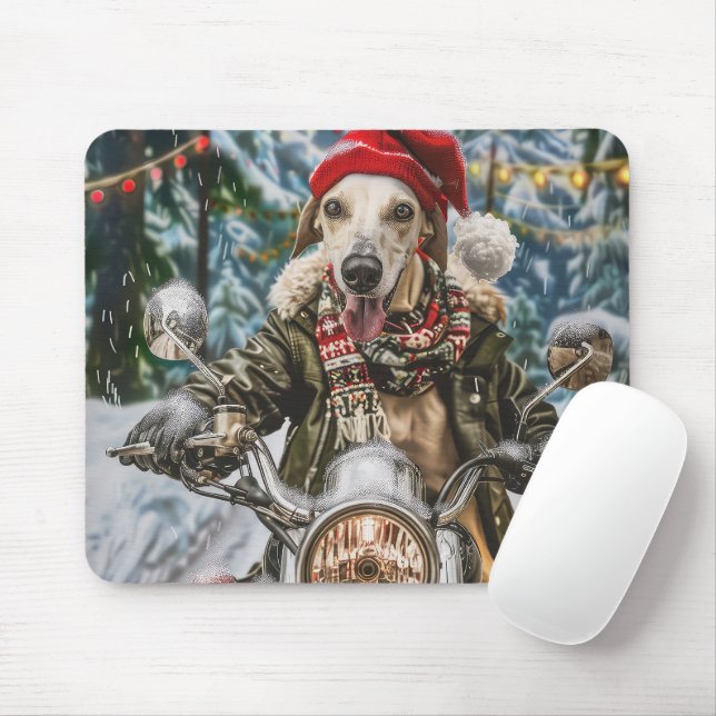Mousepad Greyhound Dog Andando na motocicleta (Com mouse)